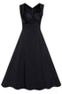 Black Sweetheart Neck Retro Collared Skater Dress